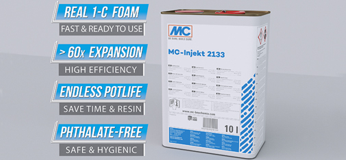 The single-component injection resin MC Injekt 2133 is a reliable product that requires no mixing or extensive preparation, enabling it to be used both easily and instantly.